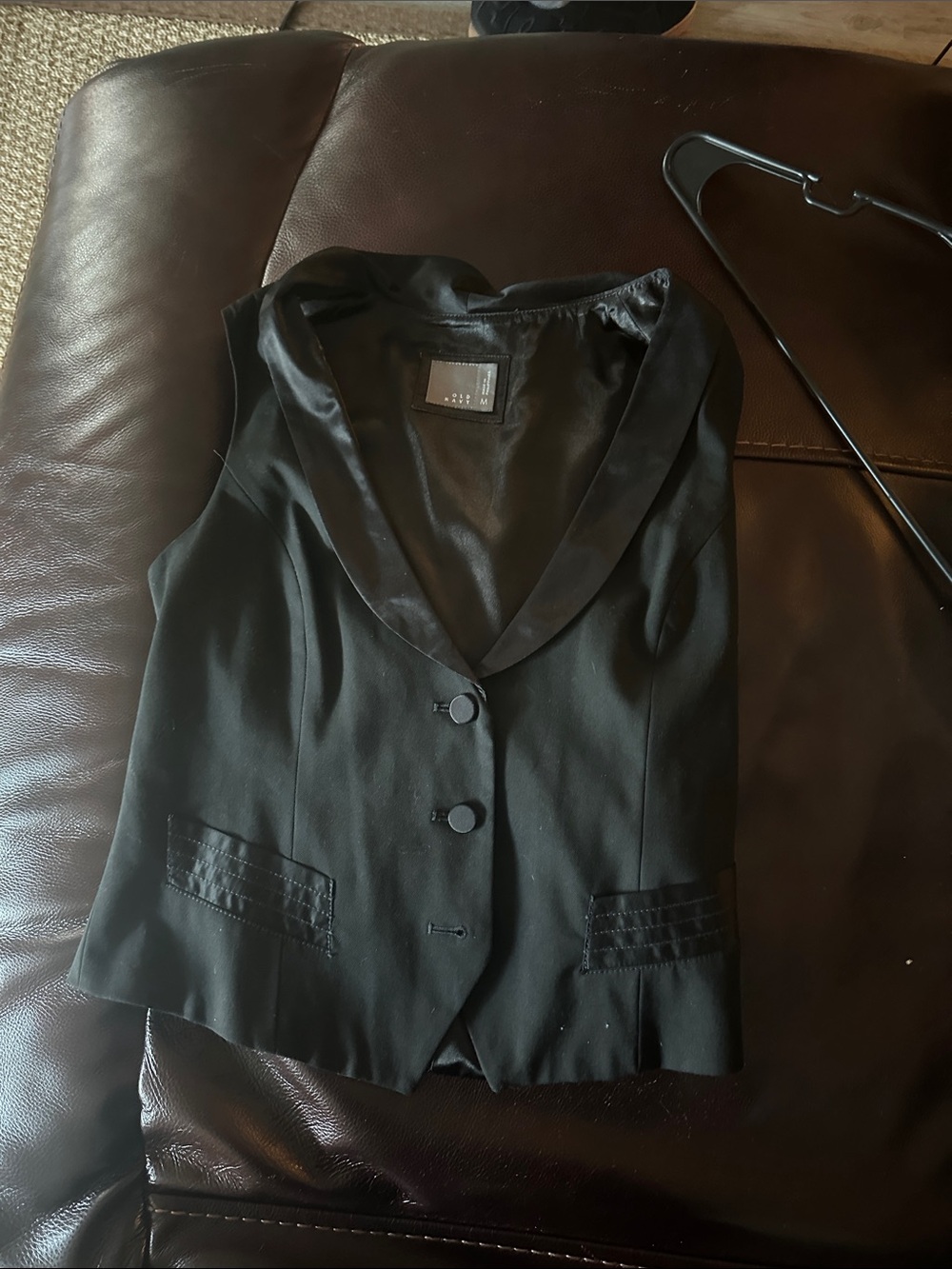 Old Navy Black Satin-Lined Vest